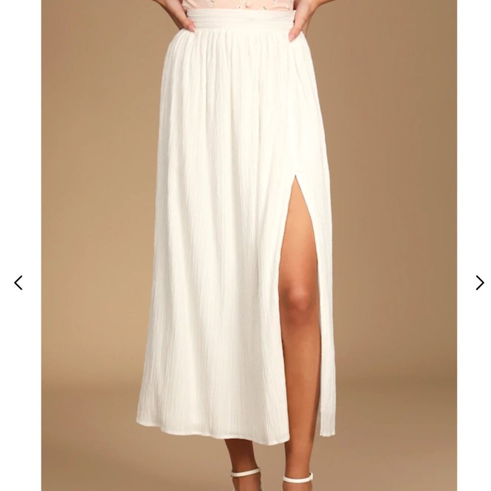 Midsummer Memories White Mid-Rise Maxi Skirt
